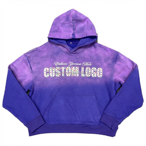 Sudadera con Capucha Personalizada de Estilo Urbano, Unisex, Gótica, Ecológica, con Lavado Ácido, Estampado y Pedrería - Product Image 4