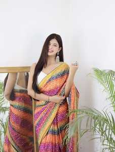 Dernier concepteur Badhani imprimé Sari avec Rich Pallu Robe en rayonne de haute qualité pour adultes pour la fête comprend Salwar Lehenga Choli - Product Image 5