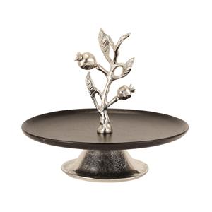 Support à gâteau décoratif de luxe en or et argent, branche de grenade, plateau rond noir pour servir le gâteau, décoration moderne pour centre de table - Product Image 3