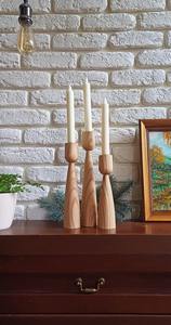 Support à bougie en bois décoratif pour les intérieurs modernes et traditionnels, élégant porte-bougie en bois pour le salon, table - Product Image 4