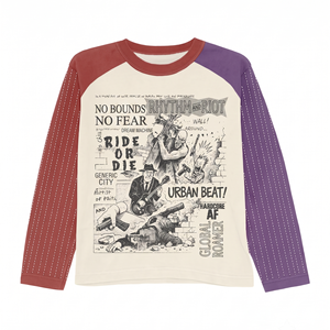 Camiseta premium de manga larga raglán de algodón de 220 GSM con paneles en contraste, estampado personalizado, 100% algodón, para hombre, corte holgado, estampada. - Product Image 1