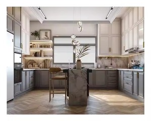 ชุดตู้ในครัวไม้เนื้อแข็งพร้อมประกอบทันสมัยตรงจากโรงงาน - Product Image 2