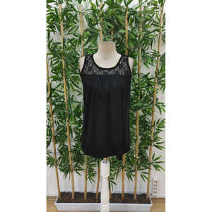 Blusa de Viscosa con Tirantes y Cuello Redondo para Mujer, con Detalle de Encaje, 36854 - Negro - Product Image 6