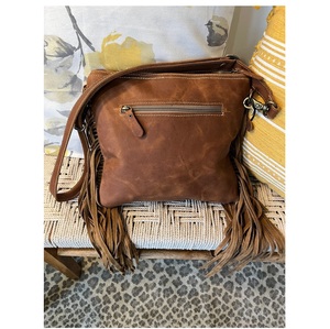 Bolso Bandolera de Cuero Vacuno de Alta Calidad para Mujer, Estilo Bohemio, Borla de Cuero Genuino, Flor, Color Personalizado, Otoño - Product Image 3