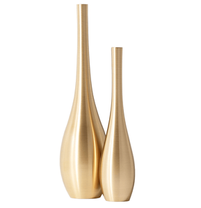 Jarrón de metal cilíndrico acanalado dorado con pieza decorativa moderna y elegante para mesa, sala de estar y decoración del hogar - Product Image 2