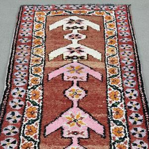 Tapis turc Herki 2,5 x 11,2 pieds, tapis oriental vintage rouge en laine - Product Image 5