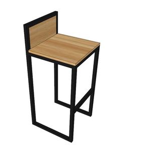 Silla de Bar y Cafetería Minimalista GCFC002, de Altura Única, con Estructura Simple de Madera y Hierro, Diseño Estable - Product Image 2