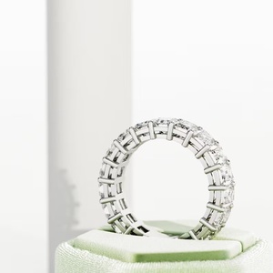 5,7 TCW Lab Grown Diamond Emerald Cut Eternity Band Emerald Diamond Eternity Ring Shared Prong Wedding Band White Gold - Product Image 4