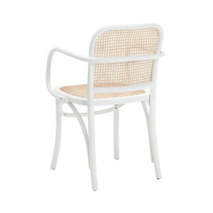 Arm dining <b>chair</b> made of aluminum frame with woven natural <b>rattan</b> on the seat and backrest for indoor and <b>outdoor</b> use - Product Image 4