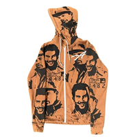 Sweat-shirt d'hiver de luxe personnalisé à fermeture éclair intégrale 100 % coton, imprimé, à manches longues, respirant et thermique, très demandé