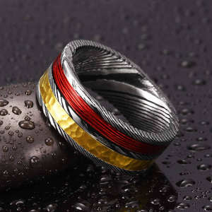 Bague Acier Damas Unisexe Bague Homme Acier Damas Faite à la Main - Product Image 3