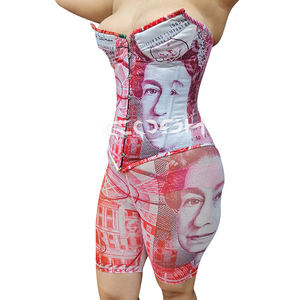Shop High Quality Money Printed Underwire Cups Waist Slimming <b>Corsets</b> for Womens <b>Body</b> Shapewear - Product Image 3