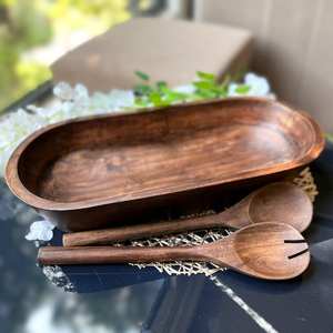 ชามไม้ยาวแกะสลักด้วยมือสีวอลนัทของขวัญที่ไม่ซ้ำกันสำหรับพ่อแม่ของขวัญชุดรวมครอบครัว - Product Image 3