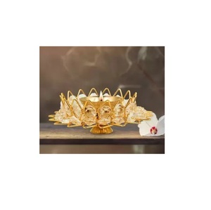 Meilleur design pyali en cristal diya pour dessus de table décoration de maison pyali en laiton diya avec cristal pooja diya exportateur de l'Inde - Product Image 1
