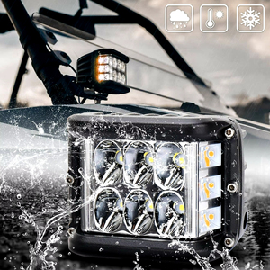 Foco de Trabajo LED de 4" con Disparo Lateral Doble Luz Estroboscópica Blanca y Ámbar Lámpara Intermitente Todoterreno para Coche Camión Camioneta Barco SUV - Product Image 4
