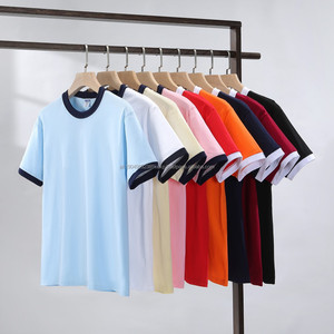200gsm unisexe coton Ringer Tee Trendy Color Blocking Regular Fit O-Neck Shirts avec conception personnalisée 100% coton - Product Image 3