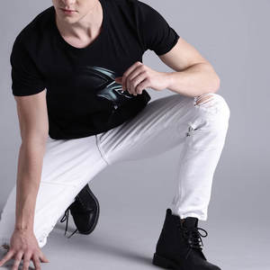 T-shirt pour homme en coton 100% OEM, col rond de haute qualité, impression personnalisée du logo, manches courtes, respirant, coupe classique - Product Image 4