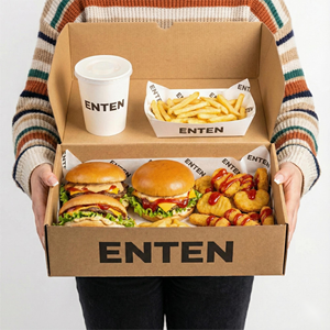 Caja Desechable de Papel <span class=keywords><strong>Amarillo</strong></span> con 4 Compartimentos <span class=keywords><strong>para</strong></span> Corn Dogs de <span class=keywords><strong>Queso</strong></span>, Impresión Personalizada, Empaque <span class=keywords><strong>para</strong></span> Comida Rápida - Product Image 6