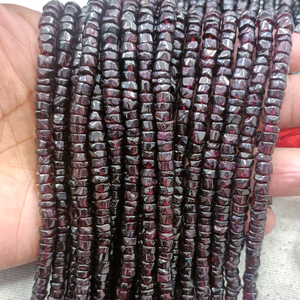 Vente en gros de perles de grenat Heishi en forme de pneu plat de 6 à 8MM, perles d'espacement naturelles, bijoux en pierres précieuses, chaîne de 14 pouces - Product Image 2