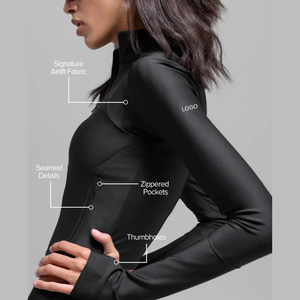 Custom <b>Women's</b> Slim Fit <b>Zip</b> <b>Up</b> Activewear <b>Jacket</b> Thumbhole Yoga <b>Jacket</b> Cropped Gym Running Fitness Sports <b>Jacket</b> Private Label - Product Image 5