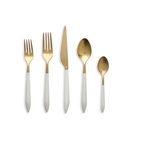 Manche en bois avec acier inoxydableEnsemble de couverts combo 18/8 Finition peinte moderne avec plusieurs tailles et ensembles de couverts en forme - Product Image 4