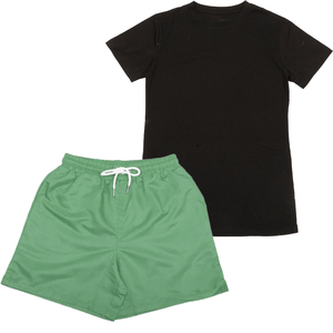 Streetwear Summer Heavy Weight Cotton Camiseta de gran tamaño Conjuntos cortos de 2 piezas para hombres con rompevientos corto - Product Image 1