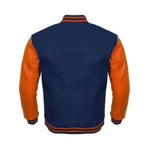 Chaqueta Universitaria Deportiva Verde Naranja, Chaqueta Universitaria Personalizada Transpirable de Lana - Product Image 4