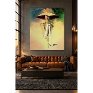 Fida, femme élégante avec un chapeau à large bord et des gants longs, impression sur toile - Product Image 3