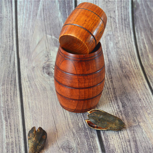 Tasse à bière en bois en forme de baril, écologique, personnalisable, en bois de jujube, vente chaude - Product Image 5