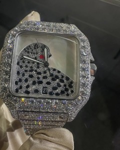 Logo personnalisé tendance entièrement automatique VVV Moissanite diamant glacé Hip Hop montre carré Antique boîtier élégant en acier inoxydable - Product Image 6