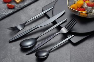 Juego de cubiertos negros de gran venta, juego de utensilios de cocina, juego de cubiertos de acero inoxidable, recién llegado, cubiertos de satén INDIAN - Product Image 5