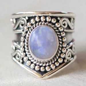 925 Sterling Silver Rainbow Moonstone <b>Statement</b> <b>Ring</b> Handmade Boho June Birthstone Jewelry Inlay Perfect Gift for Her Birthday - Product Image 3