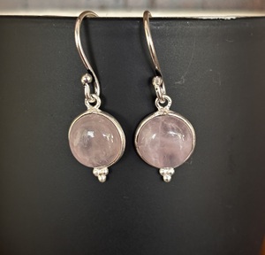 Rose Quartz Brass <b>Hoops</b> Earrings Pink Color Light <b>Weight</b> Chunky Ear Wires Earrings for Women for Anniversaries - Product Image 2