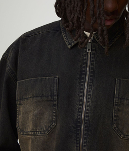 New Arrived 2026 <b>100</b>% Cotton Washed Denim Jacket Men Custom Embroidered logo Streetwear Comfortable Hip Hop Man's Jackets Long - Product Image 6