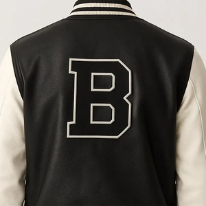 แจ็คเก็ตวาร์ซิตี้ผู้ชายขายส่ง หนัง PU กันน้ำ แขนยาว แจ็คเก็ตวาร์ซิตี้สำหรับนักศึกษาชาย มีกระเป๋า - Product Image 6