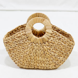 Vente chaude écologique jacinthe d'eau artisanat naturel fait à la main dur paille panier sacs à main avec une bonne qualité pour les femmes - Product Image 1