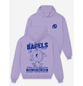 Sudadera con capucha de algodón extragrande personalizada sudadera morada New York Bagel Sudadera con capucha extragrande pesada - Product Image 1