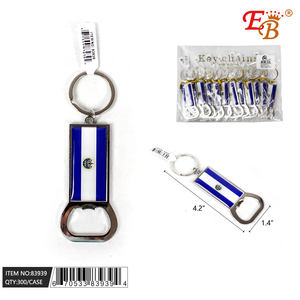 Apribottiglie Portachiavi Eb in Lega di Zinco, Stampa Serigrafica Rettangolare, Stile Classico, 4.2 Pollici, Design Bandiera El Salvador - Product Image 1