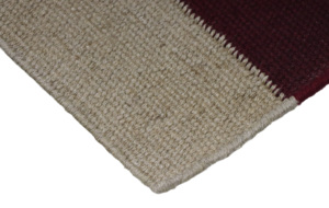 Tapis Dhurrie en lin géométrique moderne réversible fait à la main, fil pour animaux de compagnie, écologique, tissage plat fin, rayures ivoire et marron, ensembles de tapis - Product Image 3