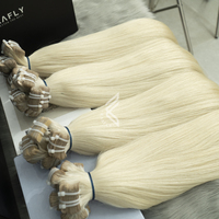 Cabello Virgen Europeo Remy con Cutícula Alineada, Rubio Natural, para Extensiones de Cinta Adhesiva, Clip-in y en Paquetes