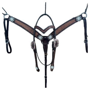 ชุดอุปกรณ์ขี่ม้าหนังแท้ ทนทาน ประกอบด้วยบังเหียนแบบหูเดียว สายรัดอก และอุปกรณ์อื่นๆ สำหรับม้า - Product Image 1