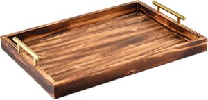 Plateau de service rectangulaire en bois de qualité supérieure avec poignée Design fantaisie Bonne qualité d'Inde - Product Image 5