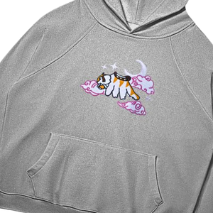 Grey Cloud Tiger Embroidered <b>Hoodie</b> Unisex Streetwear Oversized Harajuku Pullover <b>Aesthetic</b> Cute Design Fashion Sweatshirt <b>Hoodi</b> - Product Image 5