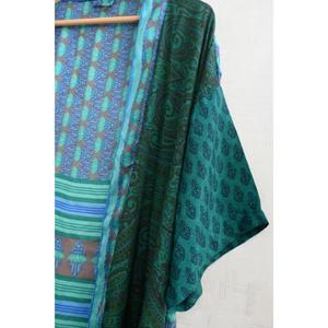 ชุดคลุมกิโมโนผ้าไหมผสมผสานลายพิมพ์อินเดีย ระบายอากาศได้ดี สำหรับผู้หญิงไซส์ใหญ่ ความยาวคลุมเข่า สไตล์โบฮีเมียน เหมาะสำหรับใส่ในบ้าน - Product Image 3