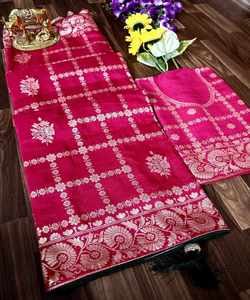 Saree en coton prêt à porter pour mariage indien - Product Image 1