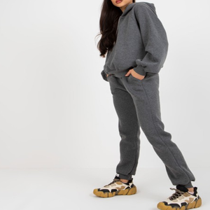 Conjunto Deportivo Extra Grande para Mujer en Gris Oscuro, Estilo Casual, Manga Larga, Transpirable, con Capucha y Pantalones Jogger, Precio Bajo para Invierno - Product Image 2