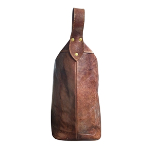 Brown Genuine Leather <b>Vintage</b> <b>Clutch</b> Tote Purse Duffel <b>Bag</b> with Zipper Closure Dual Handles Cotton Lining Travel - Product Image 4