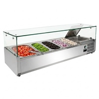 Vitrine réfrigérée pour sushis, station de préparation des ingrédients pour pizzas, comptoir de présentation alimentaire avec couvercle en verre