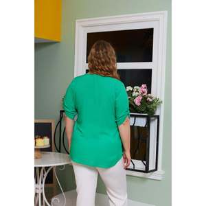 Chemise en viscose voile verte grande taille avec détail sur les manches - Product Image 4