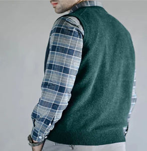 Cardigan d'hiver sans manches pour homme personnalisé, en acrylique respirant, épais, tricoté - Product Image 5